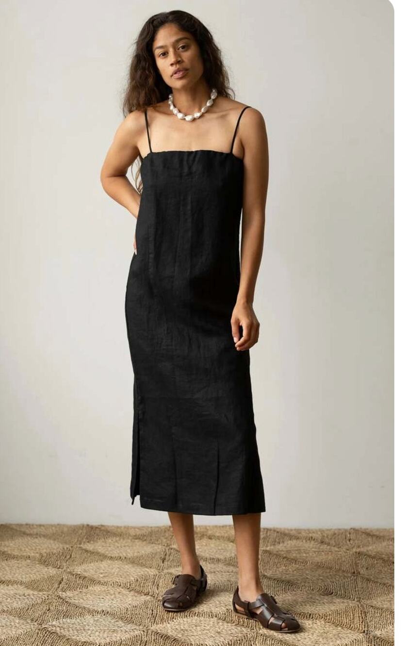new donni the linen spaghetti tank midi dress size Large